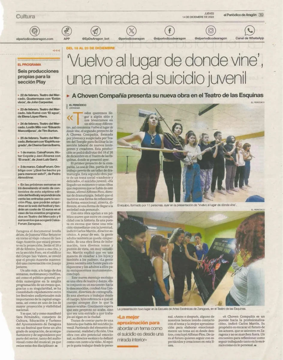 Excelente acogida del segundo espectáculo de A Choven Compañía: Vuelvo al lugar de donde vine 3 A Choven EP 20231214
